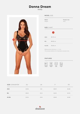 Еротичне боді Obsessive Donna Dream crotchless teddy XS/S