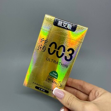 Ультратонкие презервативы ребристые 0,03 мм Muaisi Gold (12 шт) - фото