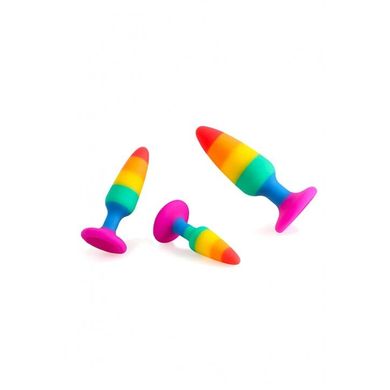 Анальная пробка радужного цвета Wooomy Hiperloo Silicone Rainbow Plug S (2,4 см) - фото