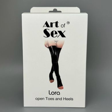 Виниловые чулки с открытыми пальцами и пяткой Art of Sex Lora черные S