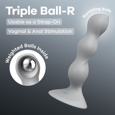 Анальна пробка-буси Satisfyer Triple Ball-R Grey сірі - фото