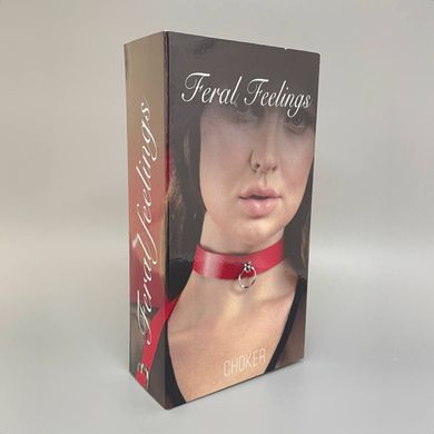 Ошейник-чокер с колечком для поводка Feral Feelings Choker красный - фото