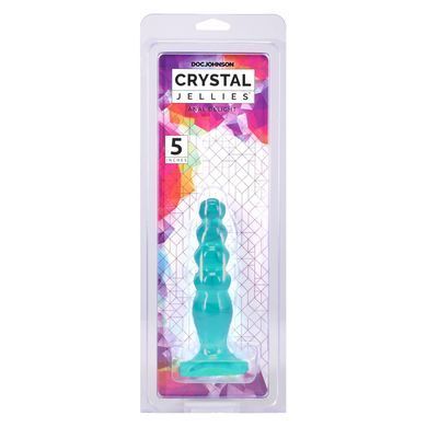 Анальная пробка бусы Doc Johnson Crystal Jellies Anal Delight 5 Inch Teal 3,8 см - фото