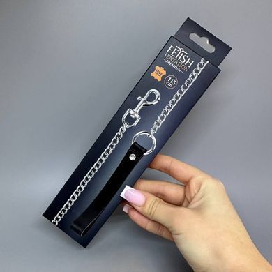 Повідець на ланцюжку Fetish Tentation Premium Metal leash with cowhide leather wrist 115 см - фото