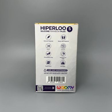 Анальна пробка райдужного кольору Wooomy Hiperloo Silicone Rainbow Plug S (2,4 см) - фото