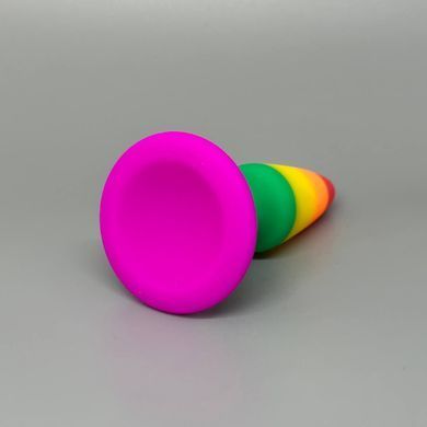 Анальна пробка райдужного кольору Wooomy Hiperloo Silicone Rainbow Plug S (2,4 см) - фото