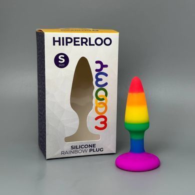 Анальна пробка райдужного кольору Wooomy Hiperloo Silicone Rainbow Plug S (2,4 см) - фото