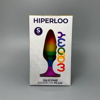 Анальна пробка райдужного кольору Wooomy Hiperloo Silicone Rainbow Plug S (2,4 см) - фото