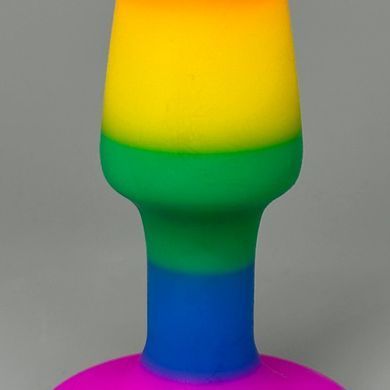 Анальна пробка райдужного кольору Wooomy Hiperloo Silicone Rainbow Plug S (2,4 см) - фото