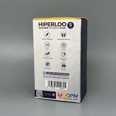 Анальна пробка райдужного кольору Wooomy Hiperloo Silicone Rainbow Plug S (2,4 см) - фото