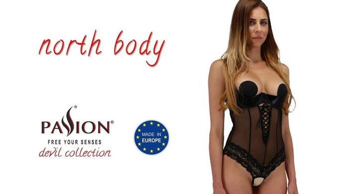 Боді з відкритими грудьми NORTH BODY black Passion Exclusive L/XL