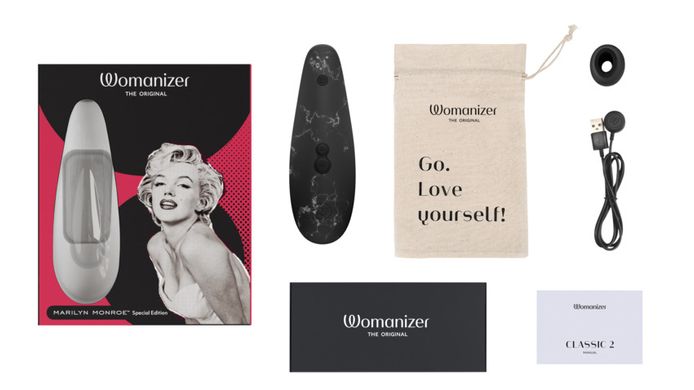 Womanizer Marilyn Monroe Black Marble - вакуумный стимулятор клитора - фото