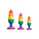 Анальная пробка радужного цвета Wooomy Hiperloo Silicone Rainbow Plug S (2,4 см) - фото товара