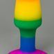 Анальна пробка райдужного кольору Wooomy Hiperloo Silicone Rainbow Plug S (2,4 см) - фото товару