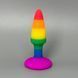 Анальна пробка райдужного кольору Wooomy Hiperloo Silicone Rainbow Plug S (2,4 см) - фото товару