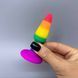 Анальна пробка райдужного кольору Wooomy Hiperloo Silicone Rainbow Plug S (2,4 см) - фото товару