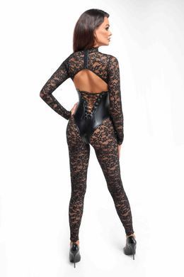 Бодістокінг Noir Handmade F299 Enigma lace catsuit with underbust bodice S