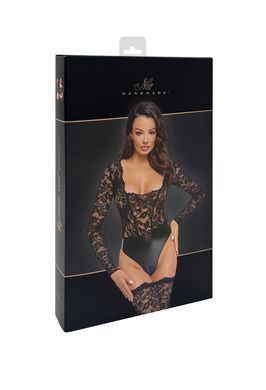 Боди&nbsp;Noir Handmade F296 Psyche bodysuit of lace and wetlooks S