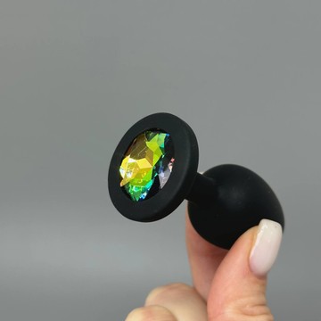 Анальная пробка со стразом Toy Joy Rainbow Booty Jewel S (2,5см) - фото