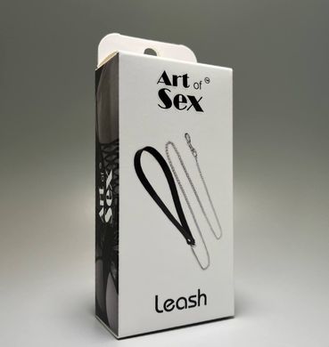 Повідець на ланцюжку з ручкою з натуральної шкіри Art of Sex - Leash - фото