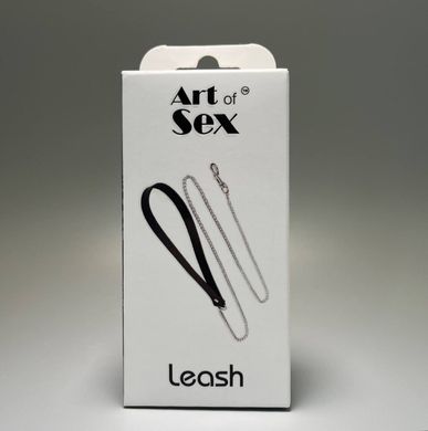 Поводок на цепочке с ручкой из натуральной кожи Art of Sex - Leash - фото