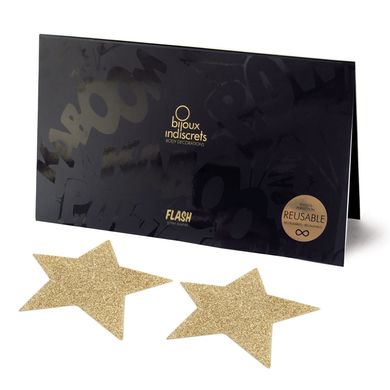 Пестіс - стикини Bijoux Indiscrets - Flash Star Gold, наклейки на соски - фото