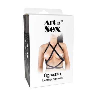 Портупея з натуральної шкіри Art of Sex Agnessa Leather harness L-2XL чорна