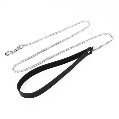 Поводок на цепочке с ручкой из натуральной кожи Art of Sex - Leash - фото