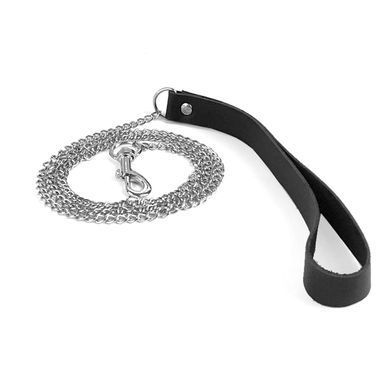 Поводок на цепочке с ручкой из натуральной кожи Art of Sex - Leash - фото