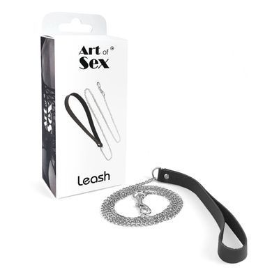 Поводок на цепочке с ручкой из натуральной кожи Art of Sex - Leash - фото