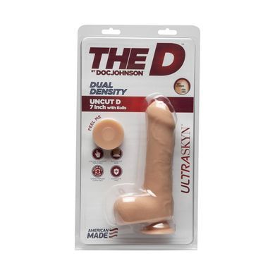 Толстый дилдо на присоске Doc Johnson The D Uncut D (17,8 см) - фото
