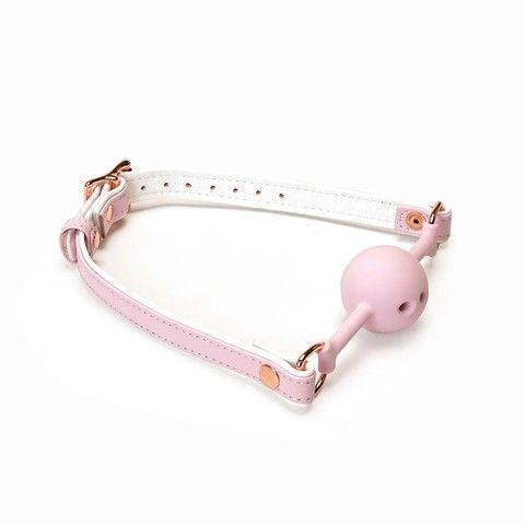 Кляп з кулькою Liebe Seele White & Pink Fairy Goat Leather Ball Gag - фото