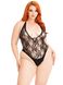 Еротичне боді Leg Avenue Floral lace deep-V teddy Black 1X–2X