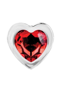Скляна анальна пробка з кристалом серце (4 см) ADAM ET EVE RED HEART GEM MEDIUM - фото