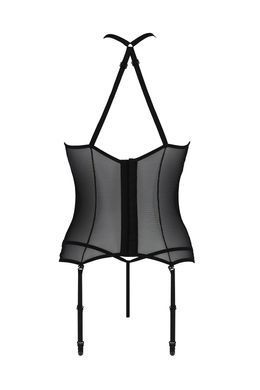 Корсет з підв'язками і трусики Passion SATARA CORSET black S/M