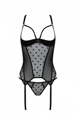Корсет с подвязками и трусики Passion MARINA CORSET black S/M