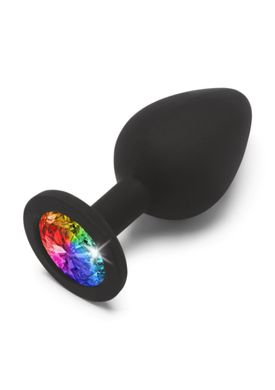 Анальная пробка со стразом Toy Joy Rainbow Booty Jewel M (3,5см) - фото