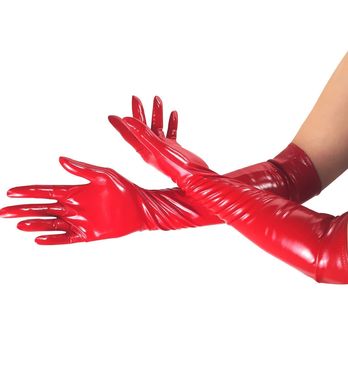 Глянцевые виниловые перчатки Art of Sex Lora красные L