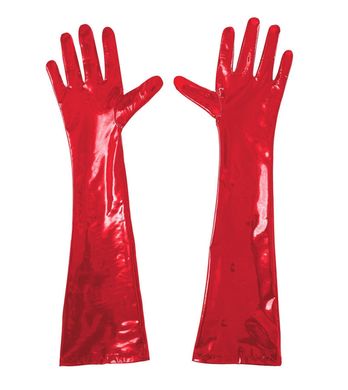 Глянцевые виниловые перчатки Art of Sex Lora красные L