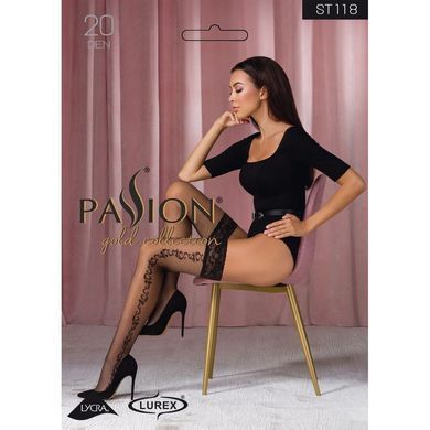 Чулки на ажурной силиконовой резинке черные Passion ST118 1/2 - фото