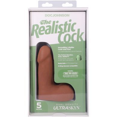 Фалоімітатор Doc Johnson The Realistic Cock ULTRASKYN 5 Inch with Balls Caramel 13,3 см - фото