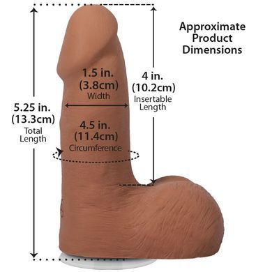 Фалоімітатор Doc Johnson The Realistic Cock ULTRASKYN 5 Inch with Balls Caramel 13,3 см - фото