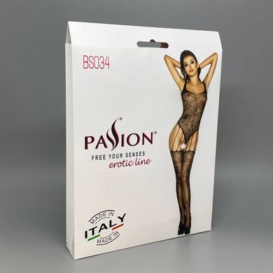Бодистокинг Passion BS034, комбинезон, имитация боди и чулок красный - фото