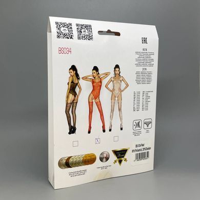 Бодистокинг Passion BS034, комбинезон, имитация боди и чулок красный - фото