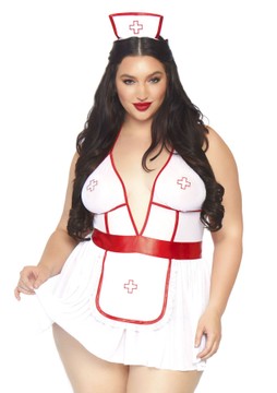 Еротичний костюм медсестри Leg Avenue Roleplay Nightshift Nurse + 1X-2X White/Red