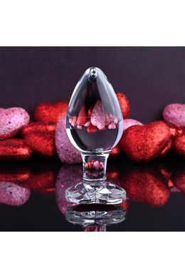 Стеклянная анальная пробка с кристаллом сердце (4 см) ADAM ET EVE RED HEART GEM LARGE - фото