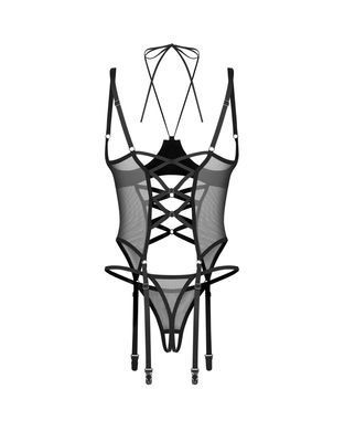 Корсет з трусиками Obsessive Dominna cupless corset & crotchless thong S/M