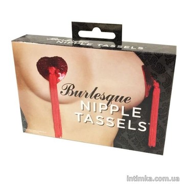 Пестіс - стикини Burlesque Nipple Tassels, наклейки на соски, блискучі сердечка з пензликами - фото