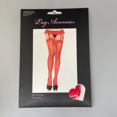 Чулки прозрачные Leg Avenue Sheer Stockings OS Red - фото
