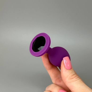 Анальная пробка с кристаллом CRYSTAL Purple Silicone Black S - фото